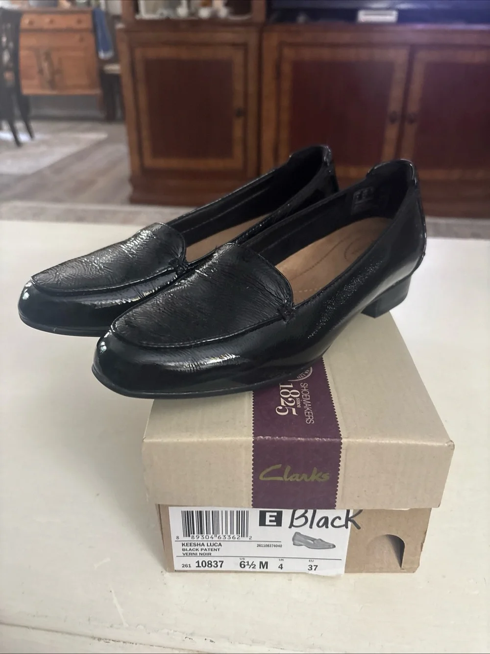 Clarks Black Patent Leather Women's Loafers